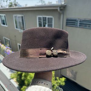 Large Brown Goorin Brothers Uncle Harry Wide Brim Fedora